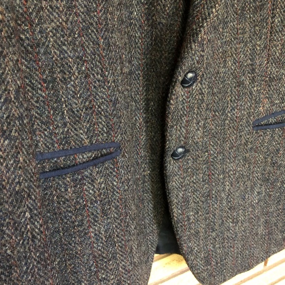 80's Men's Blue Plaid Wool Blazer - Size Med - Chest 42 - Unisex Wool Blazer - Picture 8 of 12